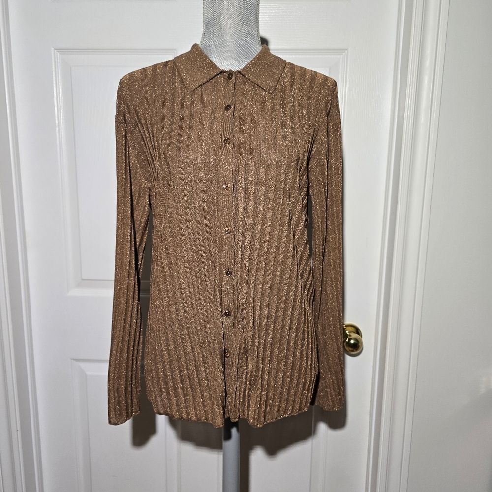 Sezane Brown Ribbed Cardigan - Picture 2 of 5